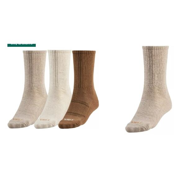 New NWT VRST Men's Lot Of 2 3-Pack Versatile Crew Socks Brown Sand Large 8-13 - Picture 1 of 6